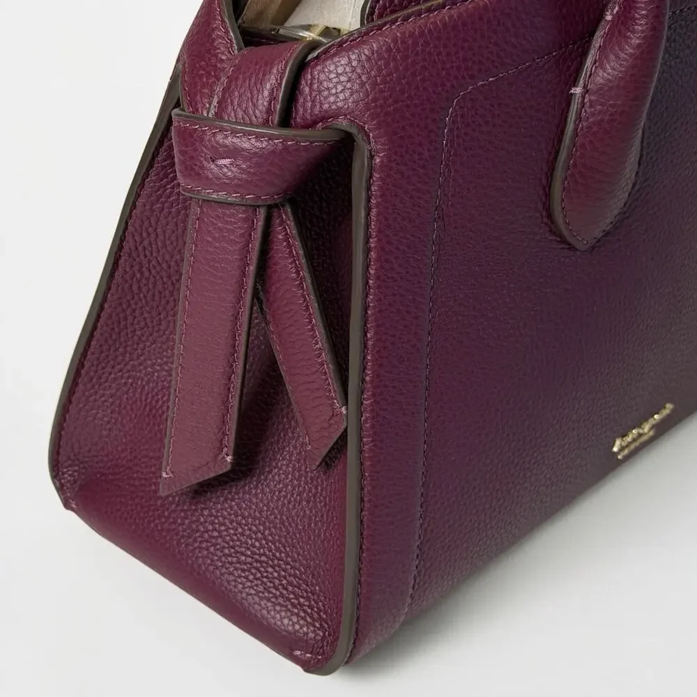 Kate Spade Knott Medium Zip Top Satchel Deep Cherry Leather Handbag NWT KC897